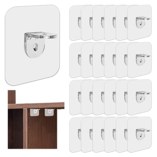 Sinofort Regalbodenträger 24 Stück Bodenträger Einlegeboden Halter Regalbrett Halterung Regalbodenhalter Haushalt Stanzfreier Starker Aufkleber für Glashalter Schränken Regalbretter von Sinofort