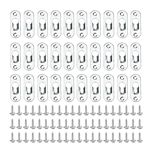 Sinofort Schlüsselloch Aufhänger 30 Stück Linsenkopfbeschlag 45*16mm Wandbefestigung Schlüssellochaufhänger mit 60 Schrauben für Bilderrahmen Spiegel Schrank Nietbeschläge von Sinofort
