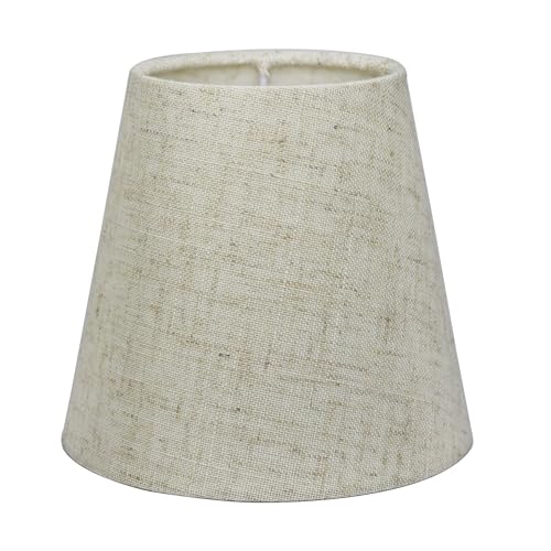 Sinta 19cm/7.5" Lampenschirme Stoff Moderne Ersatz Lichtschirm Lampenschrim E14/E27 Ersatzschirm klein für Kerze Kristall Kronleuchter Candle Light Wand Licht Tischleuchte,Linen von Sinta