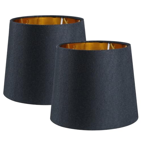 Sinta 2 Pcs 7" Modern Tapered Lampenschirm Ersatz Schwarz Gewebe Einfacher Stil Lichtschattierung Mit Gold Futter für E27/E14 Tischleuchte/Wandleuchte von Sinta