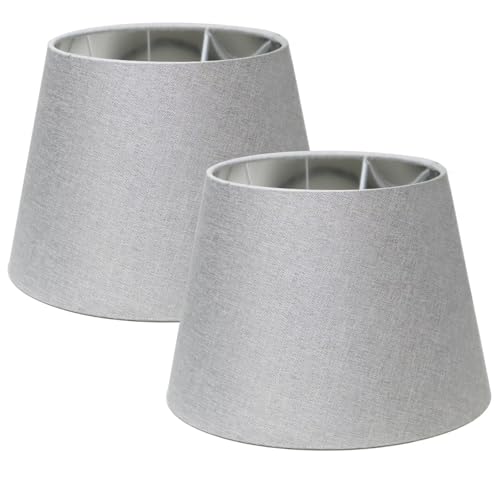 Sinta 2 Pcs 9" Modern Tapered Lampenschirm Ersatz Grau Gewebe Einfacher Stil Lichtschattierung Mit Silber Futter für E27/E14 Tischleuchte/Wandleuchte von Sinta
