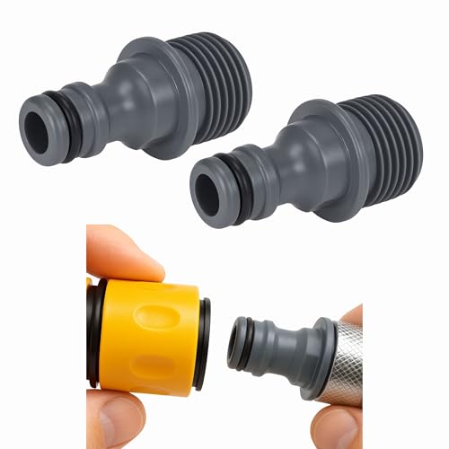 Sintrix Fab 2 Pack 1/2 Zoll BSP männliche Wasserhahnanschlüsse - Schnell-Gartenschlauchadapter kompatibel mit Gardena-Armaturen, passend für 1/2 Zoll, 5/8 Zoll und 1 Zoll Schläuche für Sintrix Fab 2 Pack 1/2 Zoll BSP männliche Wasserhahnanschlüsse - Schnell-Gartenschlauchadapter kompatibel mit Gardena-Armaturen, passend für 1/2 Zoll, 5/8 Zoll und 1 Zoll Schläuche für von Sintrix Fab