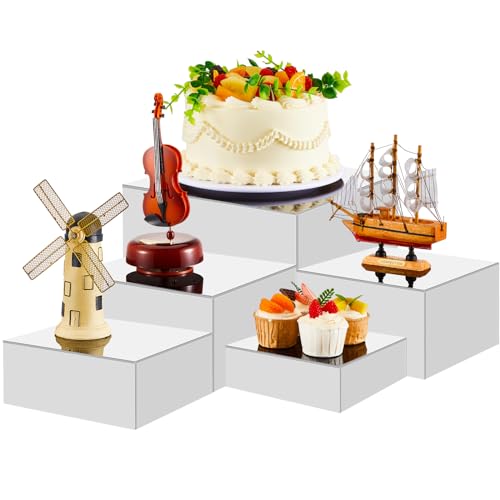 Sintuff Set mit 5 Acrylwürfeln, 5 Größen, Display-Nesting-Erhöhungen mit hohlen Böden, Acryl-Boxen für Präsentation, Acryl-Erhöhungen, Präsentationsständer, Kunststoffwürfelständer für Tischdekoration von Sintuff