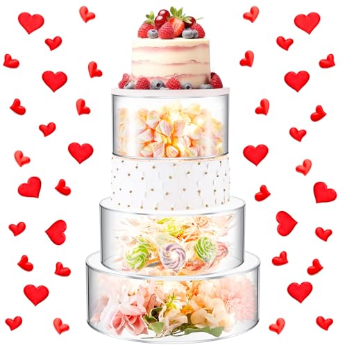 Sintuff Tortenständer aus Acryl mit LED-Lichtern, transparent, befüllbar, rund, 3 Etagen, Zylinderbox für Weihnachten, Hochzeit, Geburtstag, Weihnachten, Urlaub, Party, Display (17,8 cm, 22,9 cm, 27,9 Sintuff Tortenständer aus Acryl mit LED-Lichtern, transparent, befüllbar, rund, 3 Etagen, Zylinderbox für Weihnachten, Hochzeit, Geburtstag, Weihnachten, Urlaub, Party, Display (17,8 cm, 22,9 cm, 27,9 von Sintuff