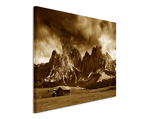 120x80cm Wandbild Fotoleinwand Bild in Sepia Landschaft Alpen von Sinus Art