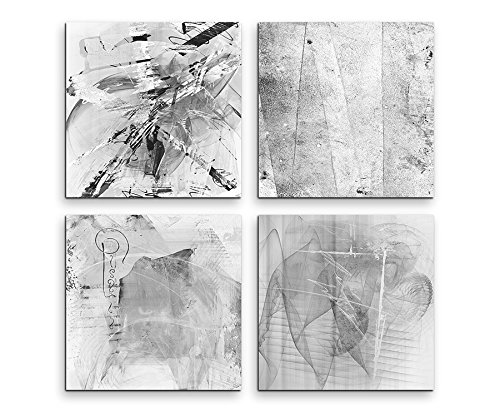 4 Bilder Set Abstrakt Schrift Grau Taupe Marmor Kunst Ton von Sinus Art