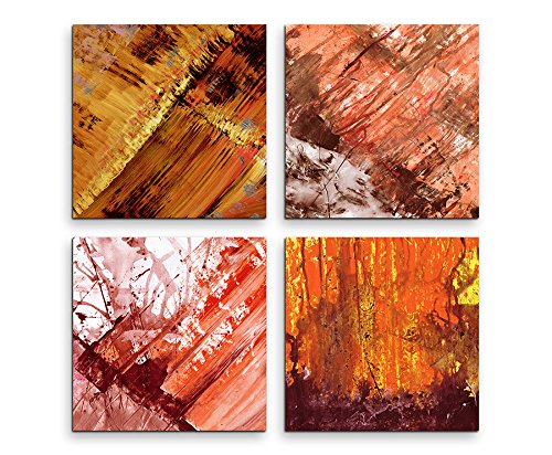 4 Bilder Set Abstrakt Terra Cotta Peach Echo Orange von Sinus Art