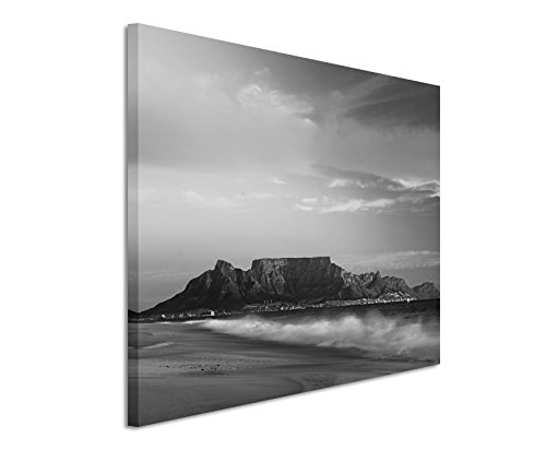 50x70cm Wandbild Fotoleinwand Bild in Schwarz Weiss Kapstadt Südafrika Cape Town von Sinus Art