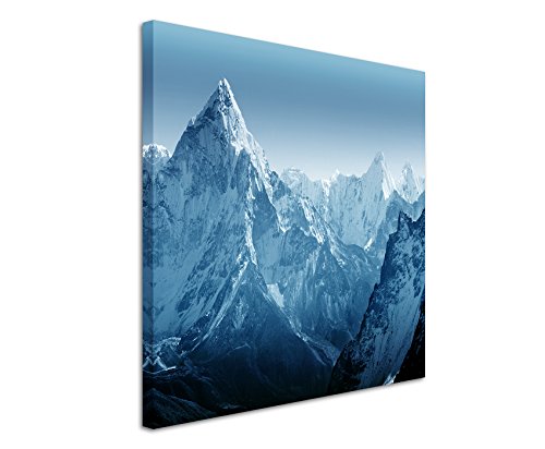 60x60cm Wandbild Fotoleinwand Bild in Blau Mount Everest Nepal von Sinus Art