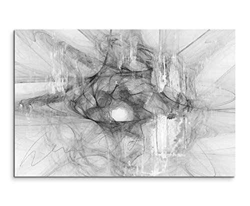 Abstrakt 1480-120x80cm SCHWARZ-WEISS Bilder - Wandbild Kunstdruck in XXL Format - Fertig Aufgespannt – TOP - Leinwand von Paul Sinus Art