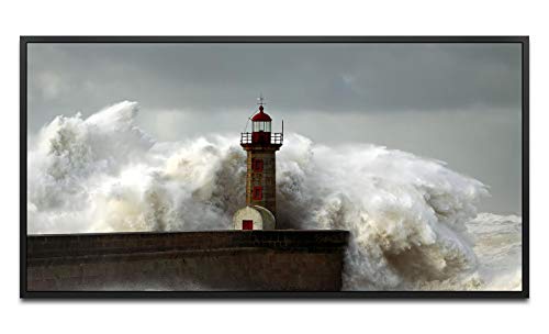Leuchtturm im Meer ca. 130x70cm Wandbild inklusive Schattenfugenrahmen schwarz - Panorama Leinwand Bild XXL Format Wandbilder Wohnzimmer Wohnung Deko Kunstdrucke Leuchtturm im Meer ca. 130x70cm Wandbild inklusive Schattenfugenrahmen schwarz - Panorama Leinwand Bild XXL Format Wandbilder Wohnzimmer Wohnung Deko Kunstdrucke von Paul Sinus Art
