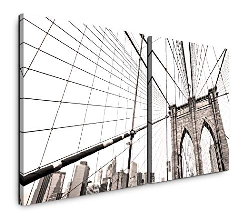 Paul Sinus Art GmbH New York 120x60cm - 2 Wandbilder je 60x60cm Kunstdruck modern Wandbilder XXL Wanddekoration Design Wand Bild von Sinus Art