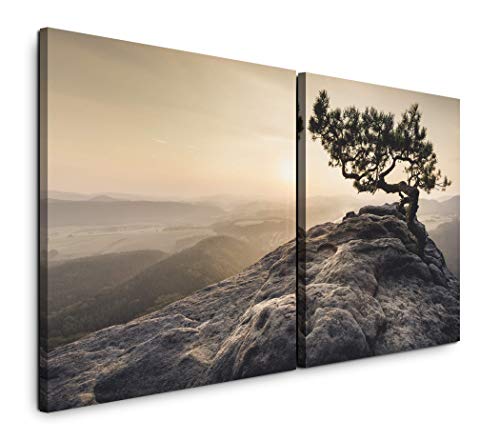 Paul Sinus Art GmbH Sächsische Schweiz 120x60cm - 2 Wandbilder je 60x60cm Kunstdruck modern Wandbilder XXL Wanddekoration Design Wand Bild von Sinus Art