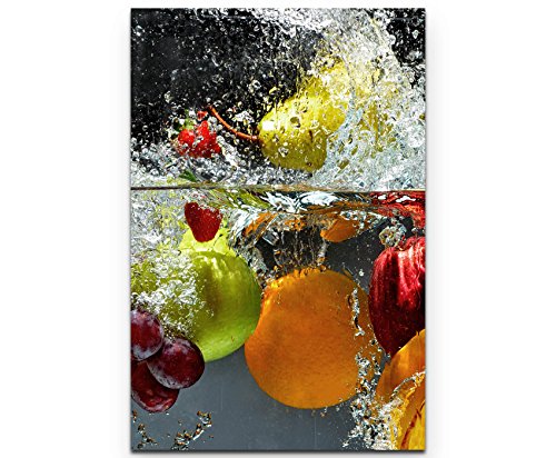 Paul Sinus Art Leinwandbilder | Bilder Leinwand 90x60cm Obst im Wasser von Paul Sinus Art