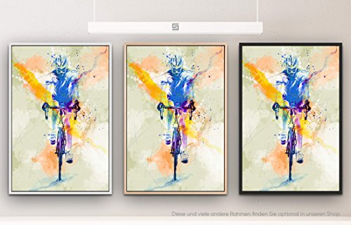 Paul Sinus Art Radsport VI 90x60cm auf Leinwand im Schattenfugenrahmen schwarz edel von Paul Sinus Art