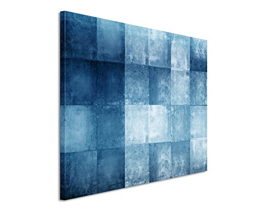 Sinus Art 120x80cm Wandbild – Farbe Blau Petrol - Leinwandbild auf Keilrahmen in Bester Qualität - Abstrakt Vierecke geometrisch von Sinus Art
