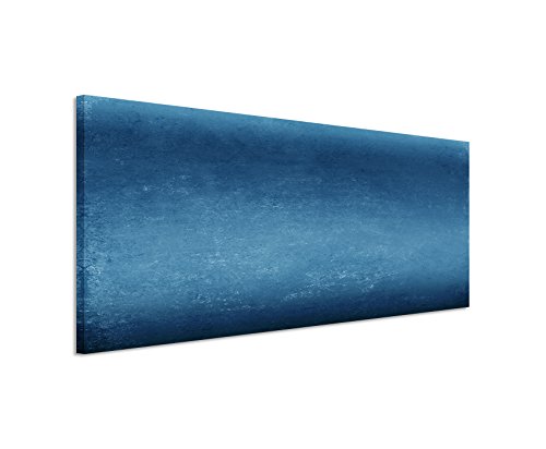 Sinus Art 150x50cm Wandbild – Farbe Blau Petrol Panoramabild Wandbild auf echter Leinwand in sehr hoher Qualität - Abstrakt Malerei von Sinus Art