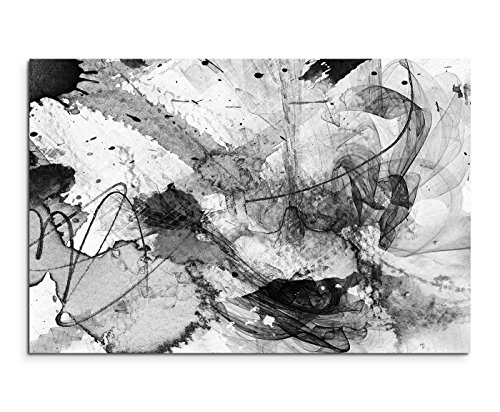 Sinus Art Abstrakt 1038-120x80cm SCHWARZ-Weiss Bilder - Wandbild Kunstdruck in XXL Format - Fertig Aufgespannt – TOP - Leinwand - Wand Bild - Kunst Bild - Wandbild abstrakt XXL von Sinus Art
