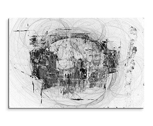Sinus Art Abstrakt 1436-120x80cm SCHWARZ-Weiss Bilder - Wandbild Kunstdruck in XXL Format - Fertig Aufgespannt – TOP - Leinwand - Wand Bild - Kunst Bild - Wandbild abstrakt XXL von Sinus Art