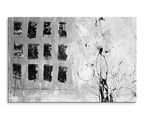 Sinus Art Abstrakt 1461-120x80cm SCHWARZ-Weiss Bilder - Wandbild Kunstdruck in XXL Format - Fertig Aufgespannt – TOP - Leinwand - Wand Bild - Kunst Bild - Wandbild abstrakt XXL von Sinus Art