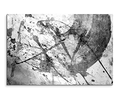 Sinus Art Abstrakt 706-120x80cm SCHWARZ-Weiss Bilder - Wandbild Kunstdruck in XXL Format - Fertig Aufgespannt – TOP - Leinwand - Wand Bild - Kunst Bild - Wandbild abstrakt XXL von Sinus Art