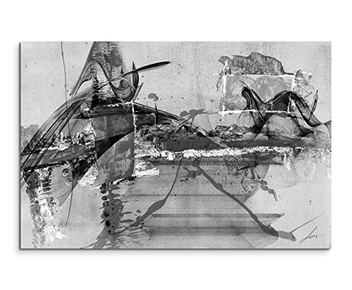 Sinus Art Abstrakt 719-120x80cm SCHWARZ-Weiss Bilder - Wandbild Kunstdruck in XXL Format - Fertig Aufgespannt – TOP - Leinwand - Wand Bild - Kunst Bild - Wandbild abstrakt XXL von Sinus Art