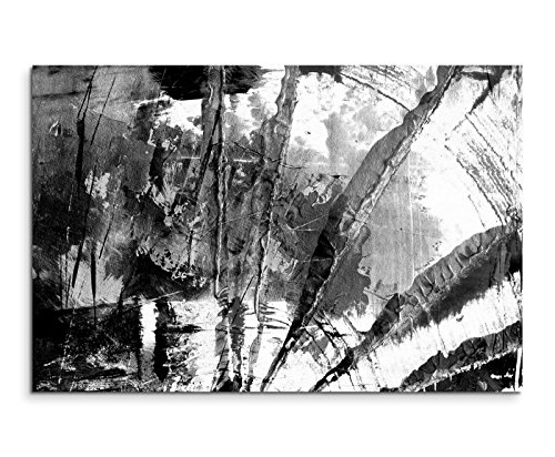 Sinus Art Abstrakt 860-120x80cm SCHWARZ-Weiss Bilder - Wandbild Kunstdruck in XXL Format - Fertig Aufgespannt – TOP - Leinwand - Wand Bild - Kunst Bild - Wandbild abstrakt XXL von Sinus Art