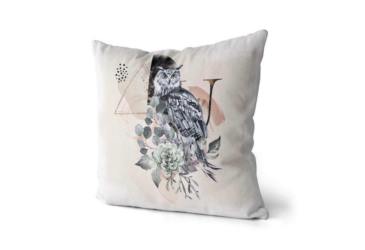 Sinus Art Dekokissen Dekokissen Kissen Eauzone Aquarell Motiv Eule Pastelltöne Dekorativ Kunstvoll Schön von Sinus Art