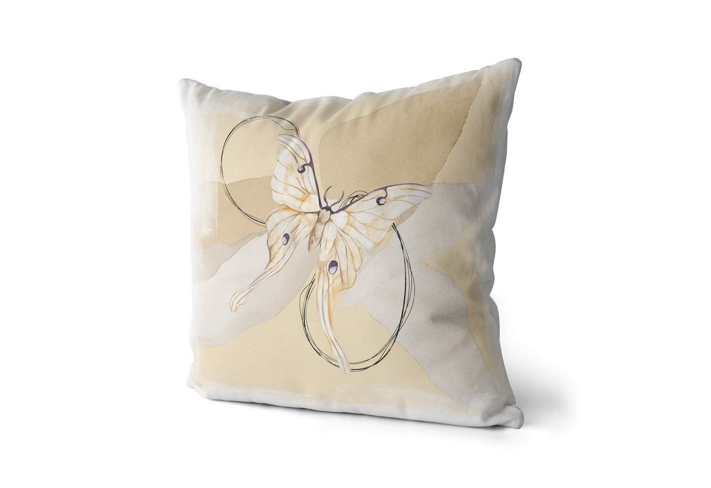 Sinus Art Dekokissen Dekokissen Kissen Eauzone Aquarell Motiv Schmetterling Pastelltöne Kuschelig Kunstvoll Weich von Sinus Art
