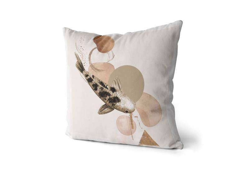 Sinus Art Dekokissen Dekokissen Kissen Pastellfarben Eauzone Koi Karpfen Wasserfarben Motiv Kunstvoll Dekorativ Weich Sch von Sinus Art