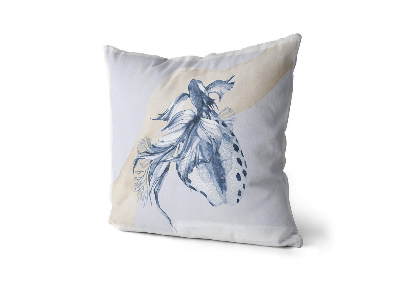 Sinus Art Dekokissen Dekokissen Kissen Pastellfarben Eauzone Muschel Wasserfarben Motiv Kunstvoll Dekorativ Weich Schön von Sinus Art