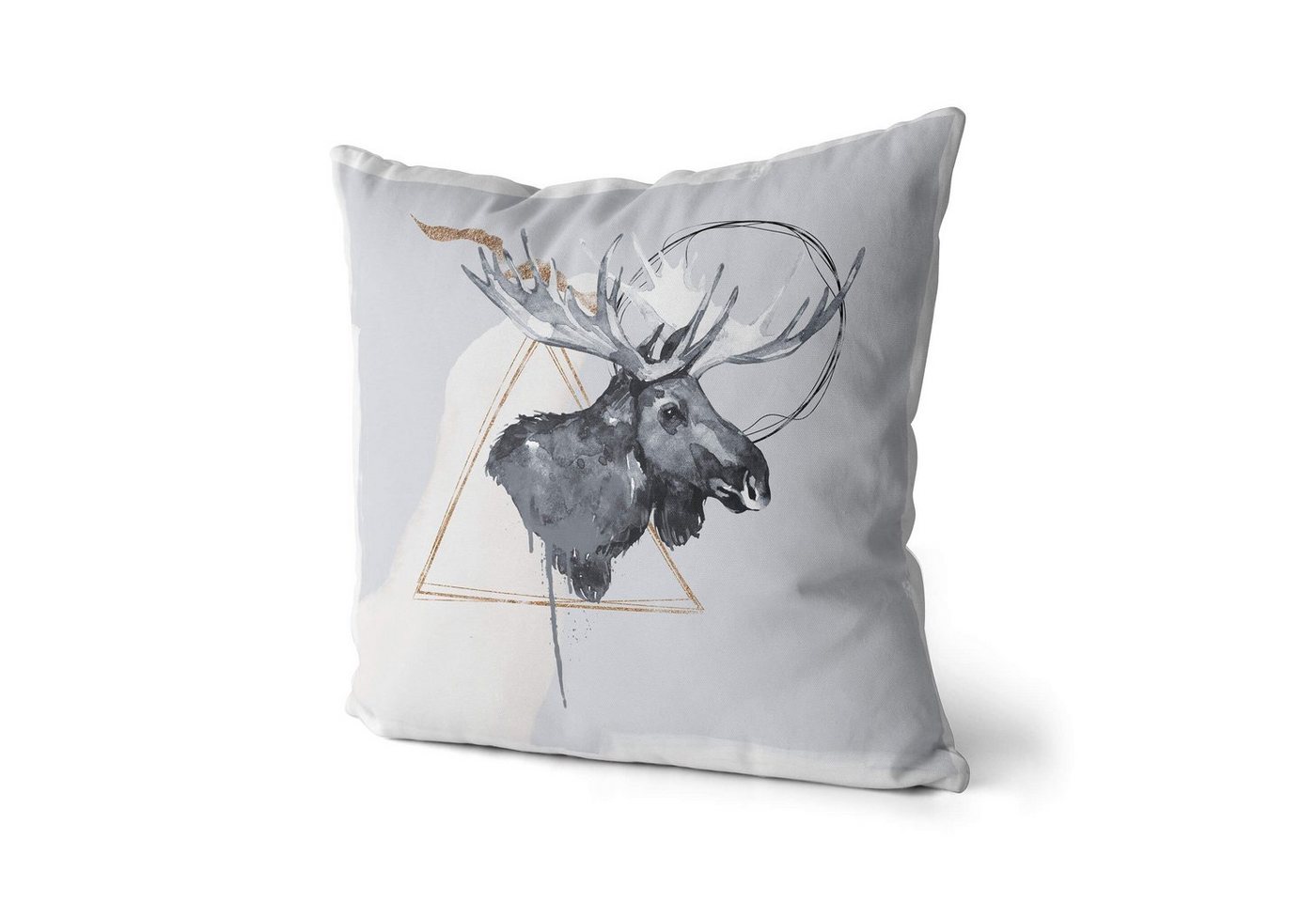 Sinus Art Dekokissen Kissen Dekokissen Kuschelig Eauzone Aquarell Elch Pastelltöne Dekorativ Schön Weich von Sinus Art