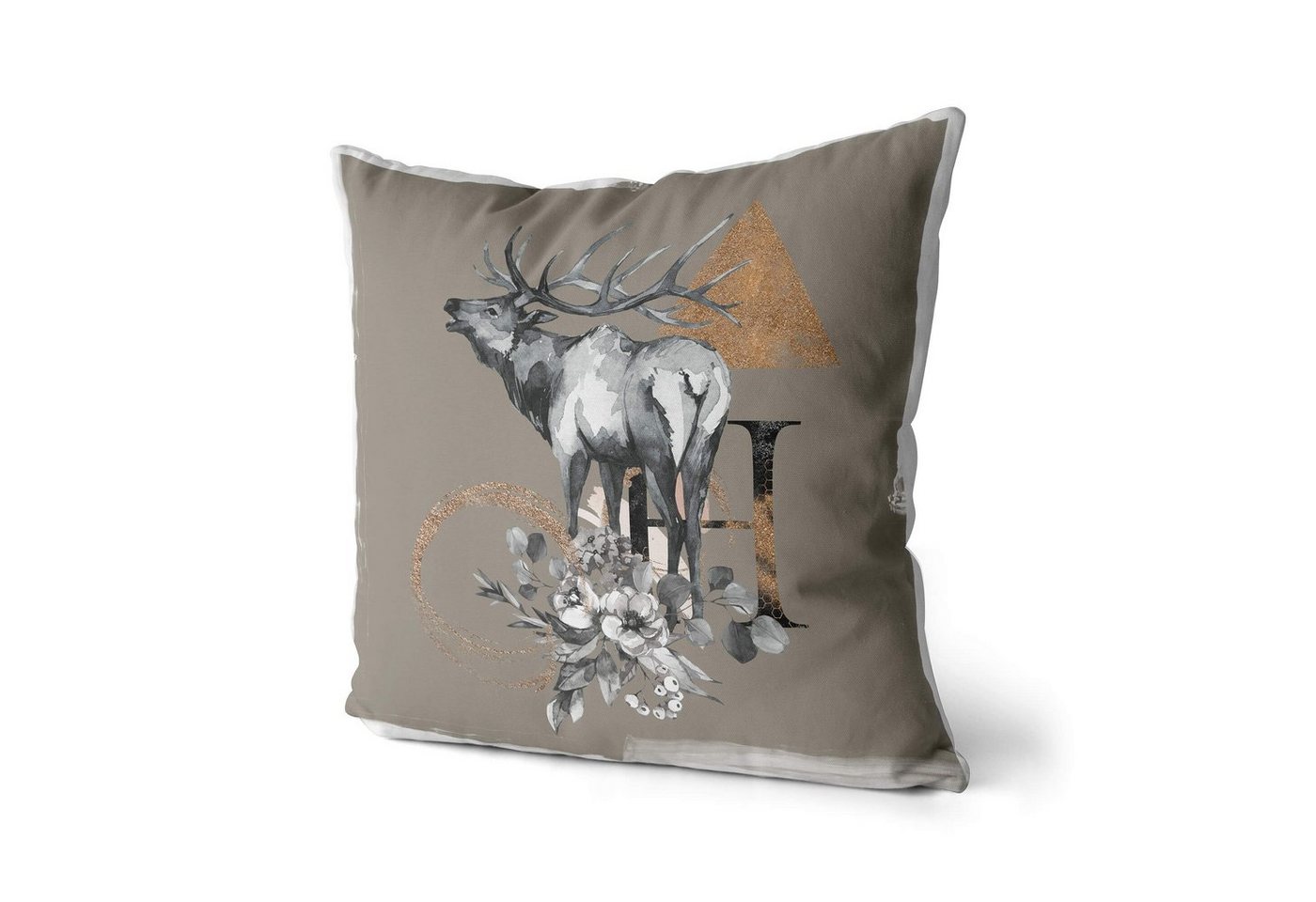 Sinus Art Dekokissen Kissen Dekokissen Kuschelig Eauzone Aquarell Hirsch Geweih Pastelltöne Dekorativ Schön Weich von Sinus Art