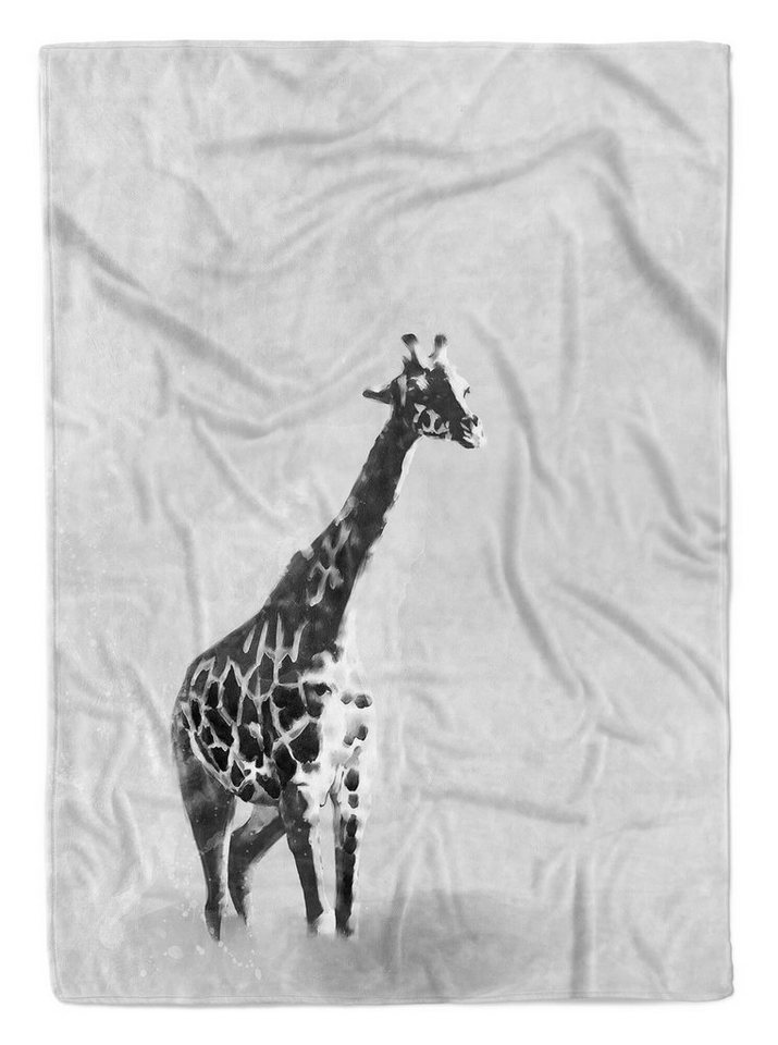 Sinus Art Handtücher Handtuch Strandhandtuch Saunatuch Kuscheldecke Grau Giraffe Motiv, Baumwolle-Polyester-Mix (1-St), Handtuch von Sinus Art