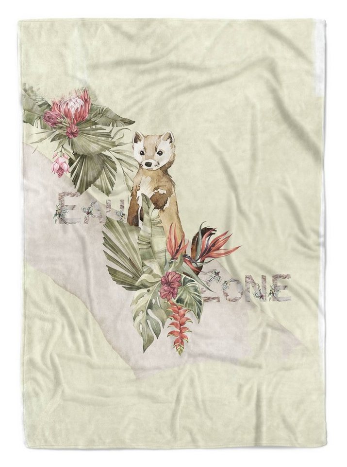 Sinus Art Handtücher Handtuch Strandhandtuch Saunatuch Kuscheldecke Wiesel Pflanzen Blumen, Baumwolle-Polyester-Mix (1-St), Handtuch von Sinus Art