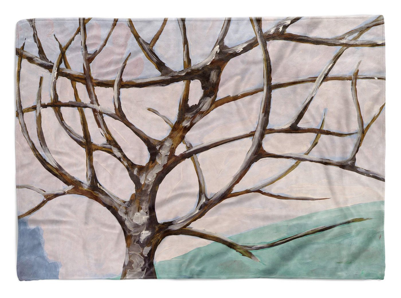 Sinus Art Handtücher Handtuch Strandhandtuch Saunatuch Kuscheldecke mit Fotomotiv Baum Zweige Winter, Baumwolle-Polyester-Mix (1-St), Handtuch von Sinus Art