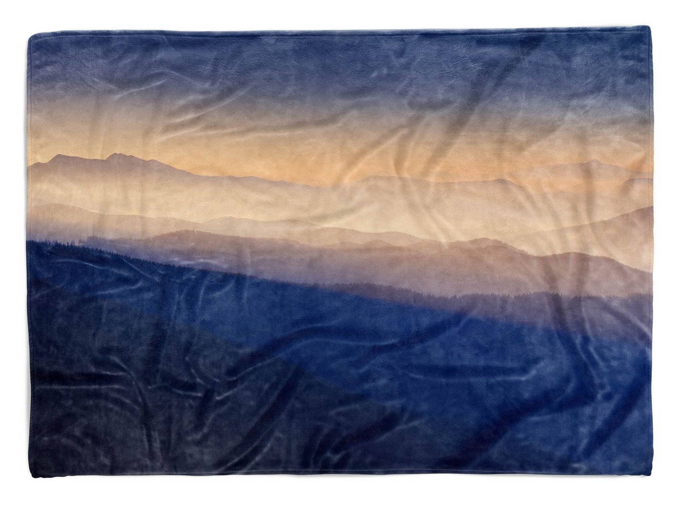 Sinus Art Handtücher Handtuch Strandhandtuch Saunatuch Kuscheldecke mit Fotomotiv Bergkette Friedlich Natur, Baumwolle-Polyester-Mix (1-St), Handtuch von Sinus Art