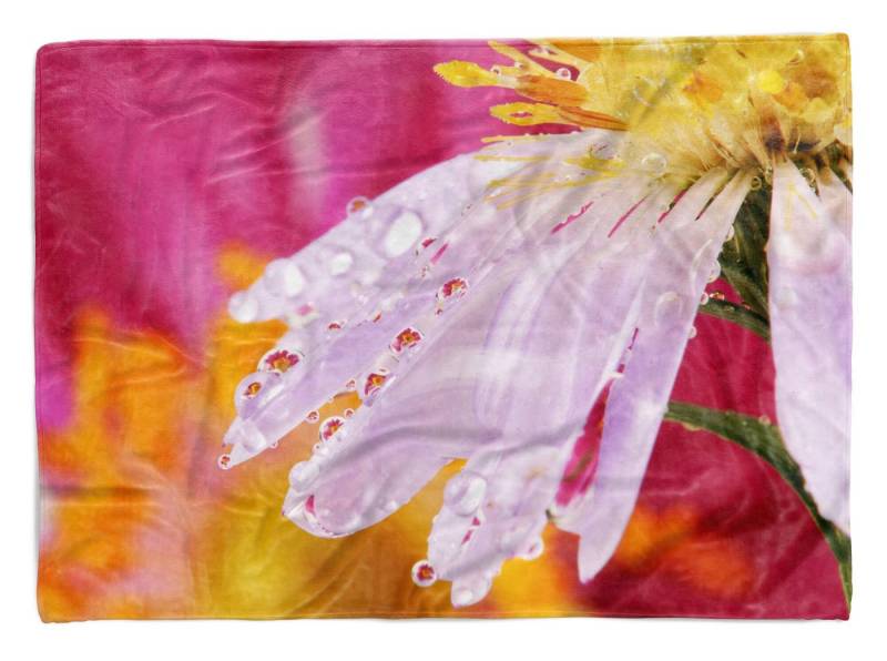 Sinus Art Handtücher Handtuch Strandhandtuch Saunatuch Kuscheldecke mit Fotomotiv Blume Regentropfen, Baumwolle-Polyester-Mix (1-St), Handtuch von Sinus Art