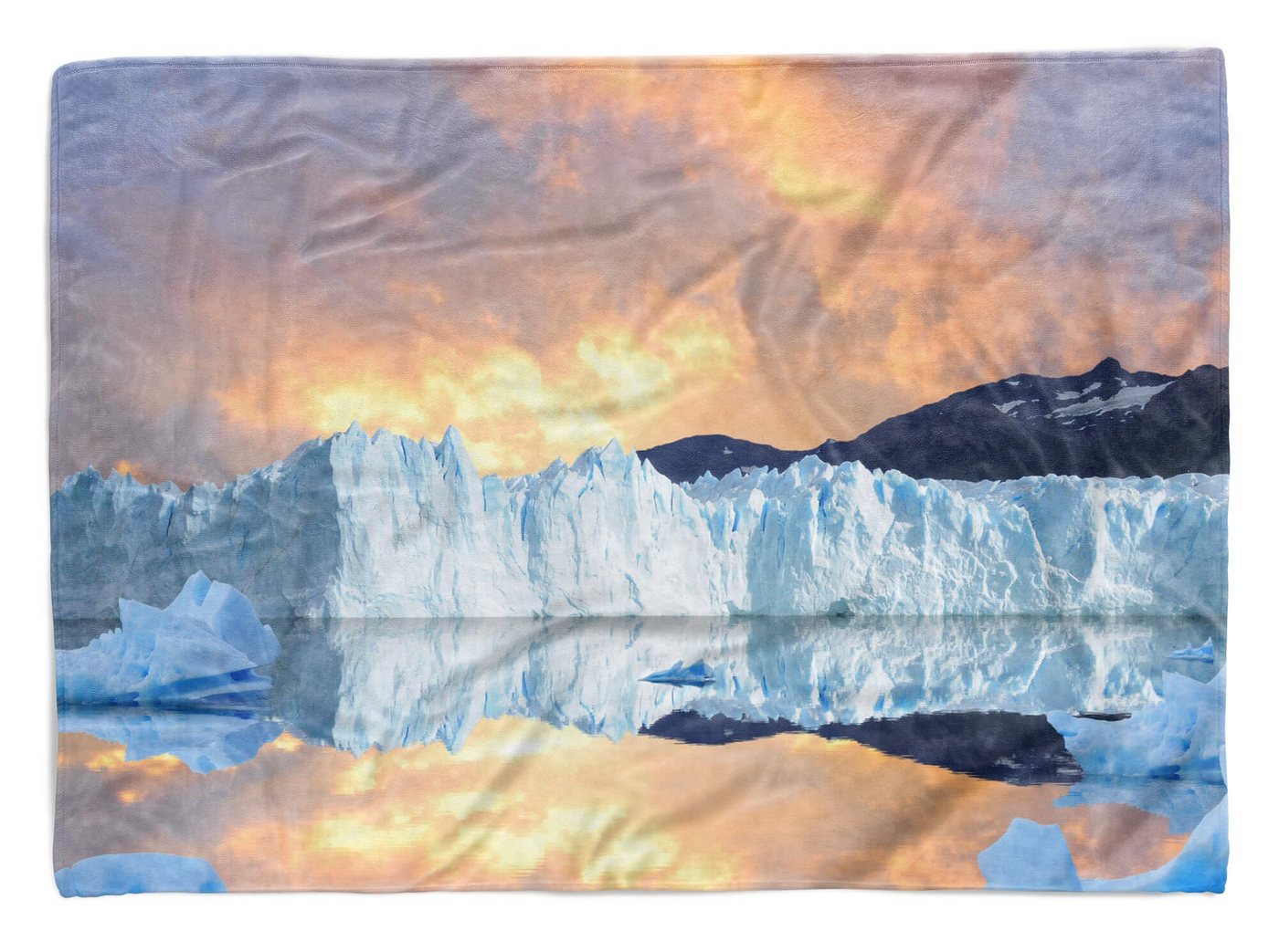 Sinus Art Handtücher Handtuch Strandhandtuch Saunatuch Kuscheldecke mit Fotomotiv Eisberg Berge Natur, Baumwolle-Polyester-Mix (1-St), Handtuch von Sinus Art