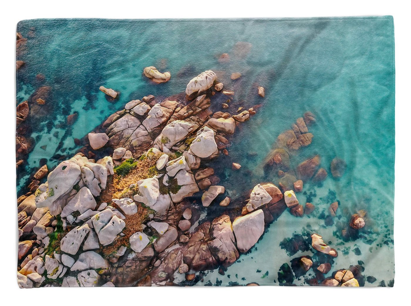 Sinus Art Handtücher Handtuch Strandhandtuch Saunatuch Kuscheldecke mit Fotomotiv Felsen Strand Voge, Baumwolle-Polyester-Mix (1-St), Handtuch von Sinus Art