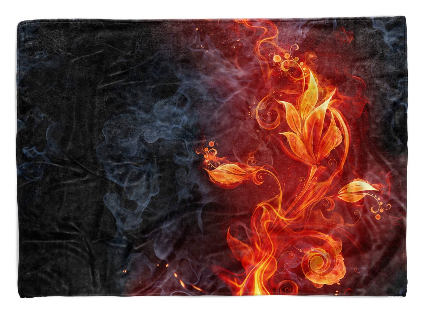 Sinus Art Handtücher Handtuch Strandhandtuch Saunatuch Kuscheldecke mit Fotomotiv Flammen Blumen Feuer, Baumwolle-Polyester-Mix (1-St), Handtuch von Sinus Art