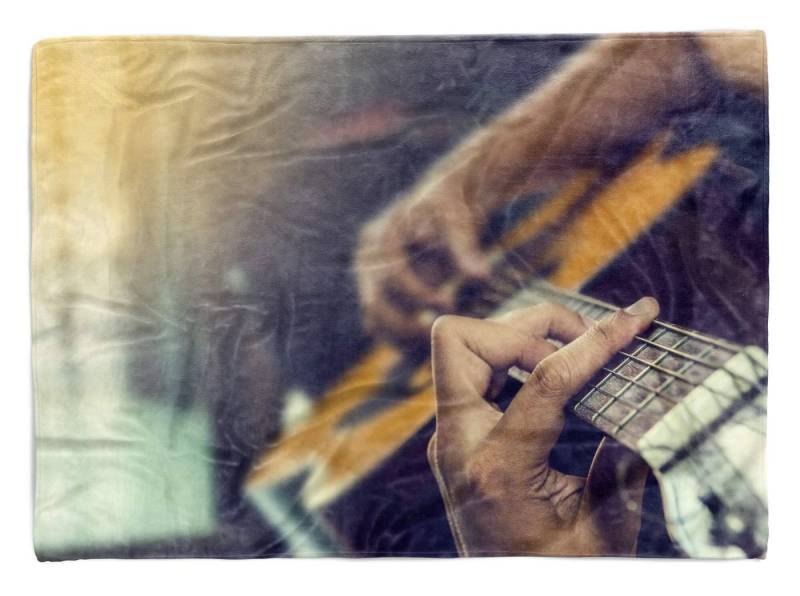 Sinus Art Handtücher Handtuch Strandhandtuch Saunatuch Kuscheldecke mit Fotomotiv Gitarre Musiker Mu, Baumwolle-Polyester-Mix (1-St), Handtuch von Sinus Art