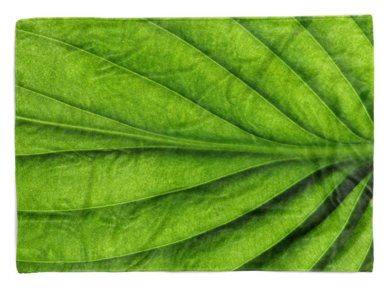 Sinus Art Handtücher Handtuch Strandhandtuch Saunatuch Kuscheldecke mit Fotomotiv Grünes Blatt Nahau, Baumwolle-Polyester-Mix (1-St), Handtuch von Sinus Art
