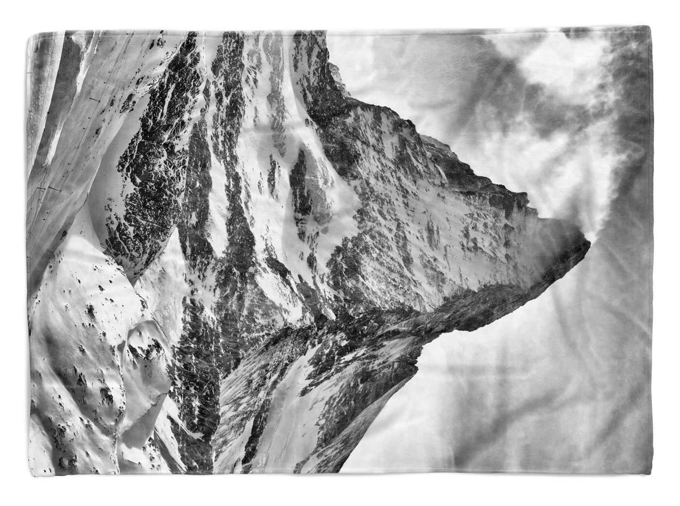 Sinus Art Handtücher »Handtuch Strandhandtuch Saunatuch Kuscheldecke mit Fotomotiv Matterhorn Schwarz Weiß Berg« (1-St), Handtuch von Sinus Art