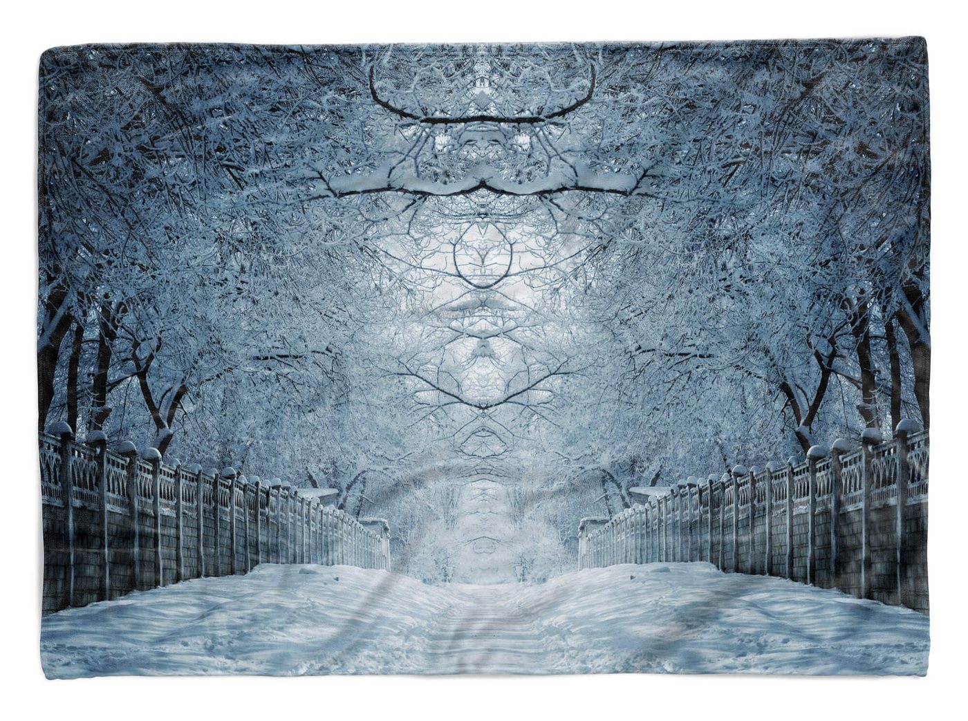 Sinus Art Handtücher Handtuch Strandhandtuch Saunatuch Kuscheldecke mit Fotomotiv Schnee Winter Bäum, Baumwolle-Polyester-Mix (1-St), Handtuch von Sinus Art
