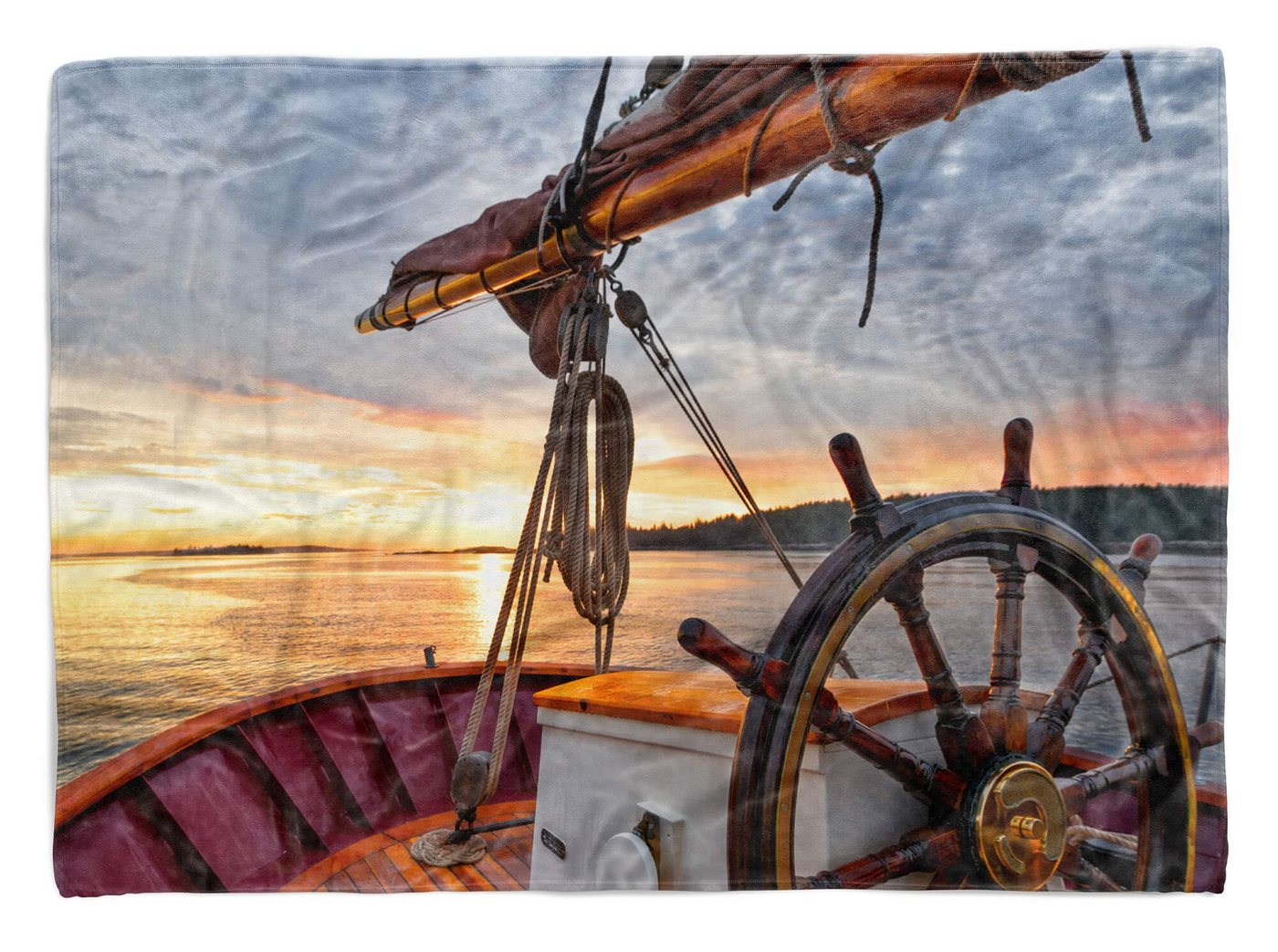 Sinus Art Handtücher Handtuch Strandhandtuch Saunatuch Kuscheldecke mit Fotomotiv Segelschiff Holz S, Baumwolle-Polyester-Mix (1-St), Handtuch von Sinus Art