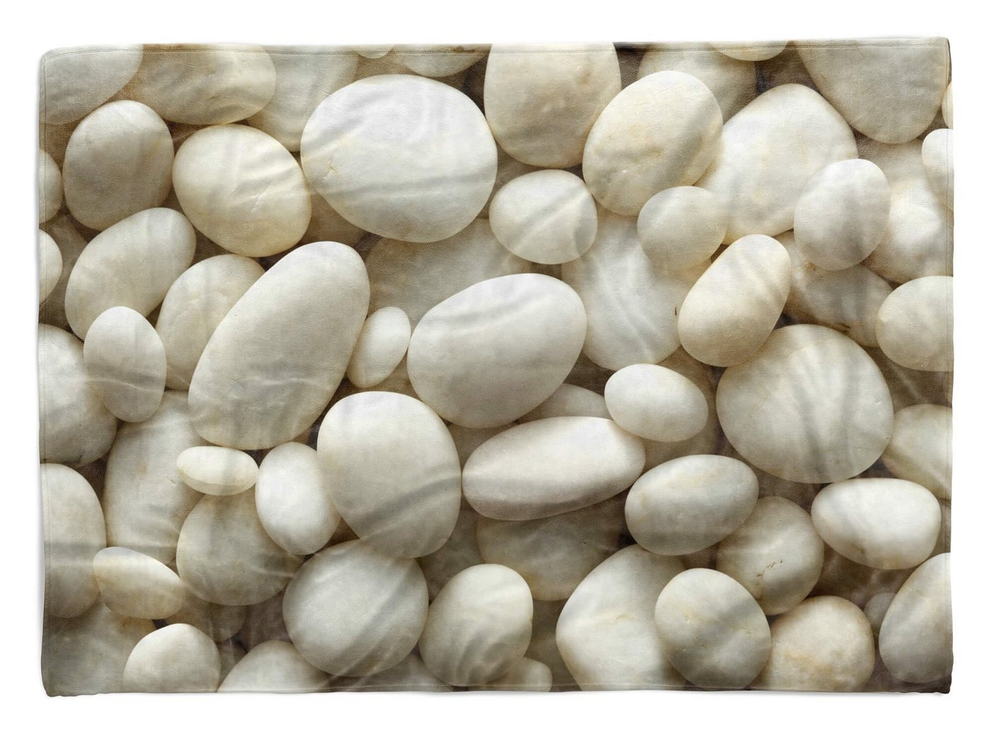 Sinus Art Handtücher Handtuch Strandhandtuch Saunatuch Kuscheldecke mit Fotomotiv Weiße runde Steine, Baumwolle-Polyester-Mix (1-St), Handtuch von Sinus Art