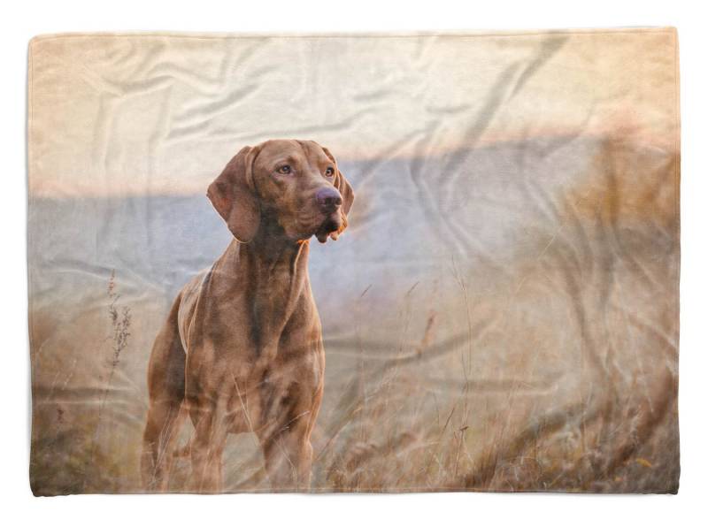 Sinus Art Handtücher Handtuch Strandhandtuch Saunatuch Kuscheldecke mit Tiermotiv Magyar Vizsla Jagd, Baumwolle-Polyester-Mix (1-St), Handtuch von Sinus Art