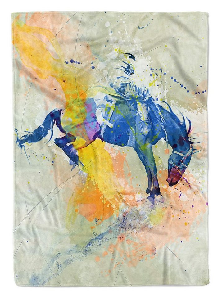 Sinus Art Handtücher SplashArt Sport Handtuch Strandhandtuch Saunatuch Kuscheldecke Kunstvoll Rodeo Sporthandt, Baumwolle-Polyester-Mix (1-St), Handtuch von Sinus Art