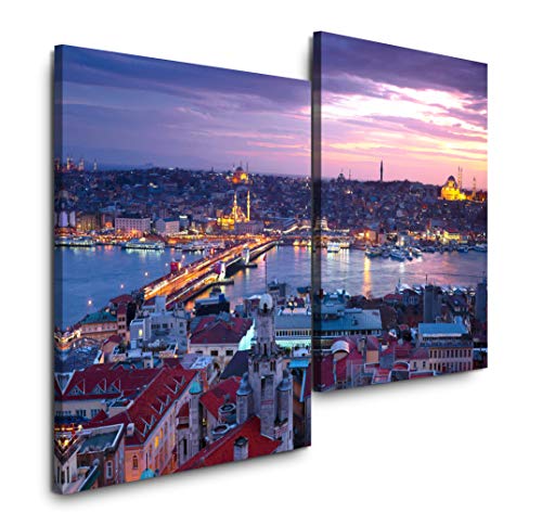 Sinus Art Istanbul Sonnenuntergang 120x80cm 2 Kunstdrucke je 70x60cm Kunstdruck modern Wandbilder XXL Wanddekoration Design Wand Bild von Sinus Art
